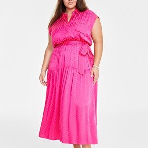 On 34th XXL Vibrant Pink Sleeveless Midi Dress NWT